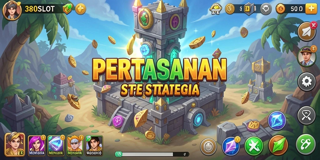 Tangkapan layar utama 380SLOT menunjukkan aksi pertahanan menara yang mendebarkan.