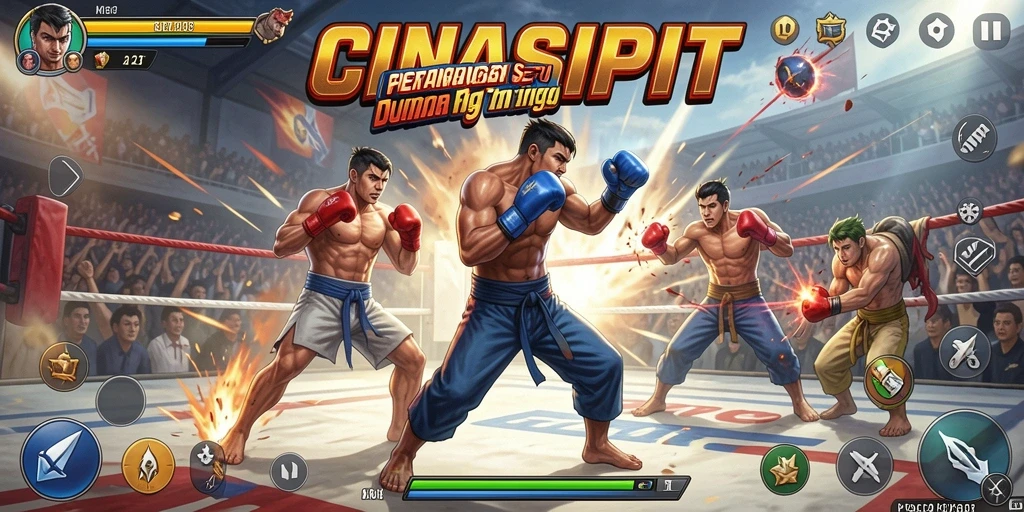 Screenshot utama CINASIPIT menampilkan aksi pertarungan yang mendebarkan.