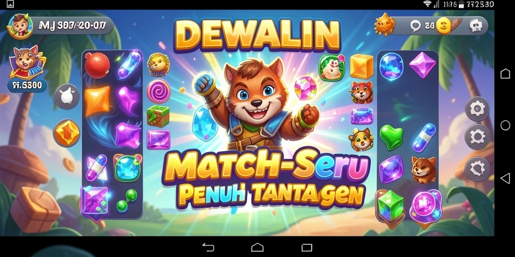 Gameplay menarik DEWALIN dengan banyak level Match-3 seru.