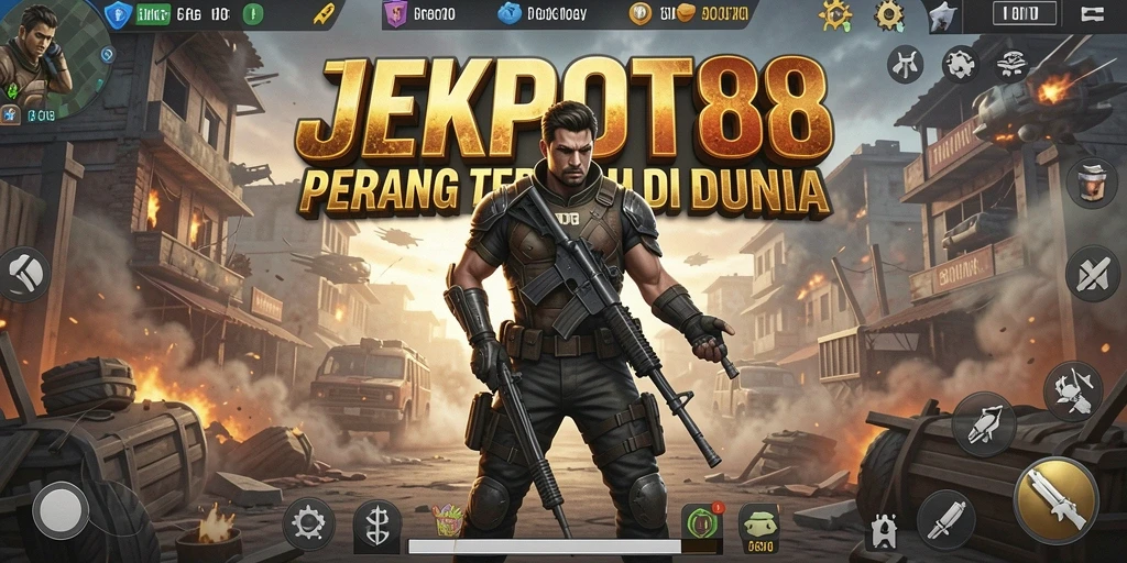 Tangkapan layar utama JEKPOT88 yang menggambarkan aksi Battle Royale yang mendebarkan.