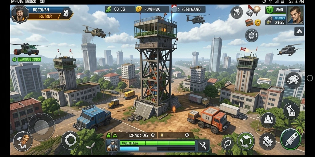 Screenshot gameplay MPO08 yang menampilkan aksi seru dan strategi Tower Defense.