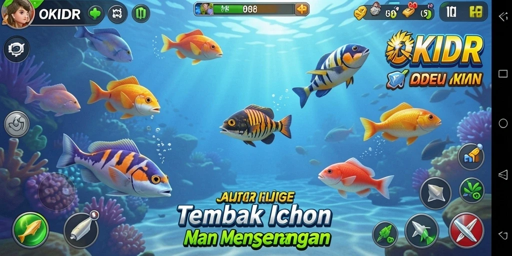 Tampilan menarik dari gameplay Tembak Ikan di OKIDR.