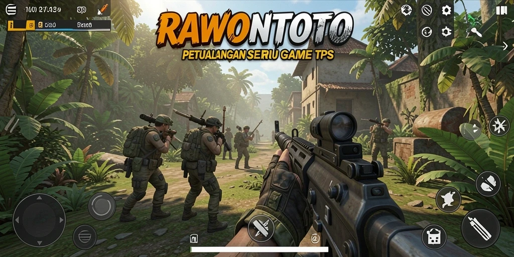 Tampilan gameplay seru dari RAWONTOTO dengan aksi tembak-menembak yang mendebarkan.