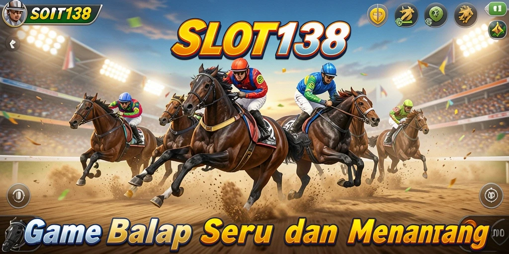 Screenshot utama SLOT138 menampilkan aksi balapan yang dinamis dan mendebarkan.