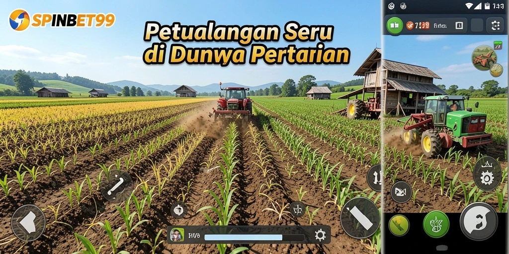 Screenshot SPINBET99 menampilkan aktivitas bertani yang mengasyikkan dan penuh warna.