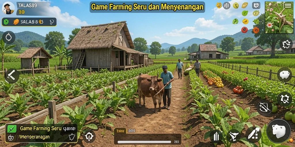 Gambaran gameplay <strong>TALAS89</strong> dengan aktivitas berkebun yang seru.