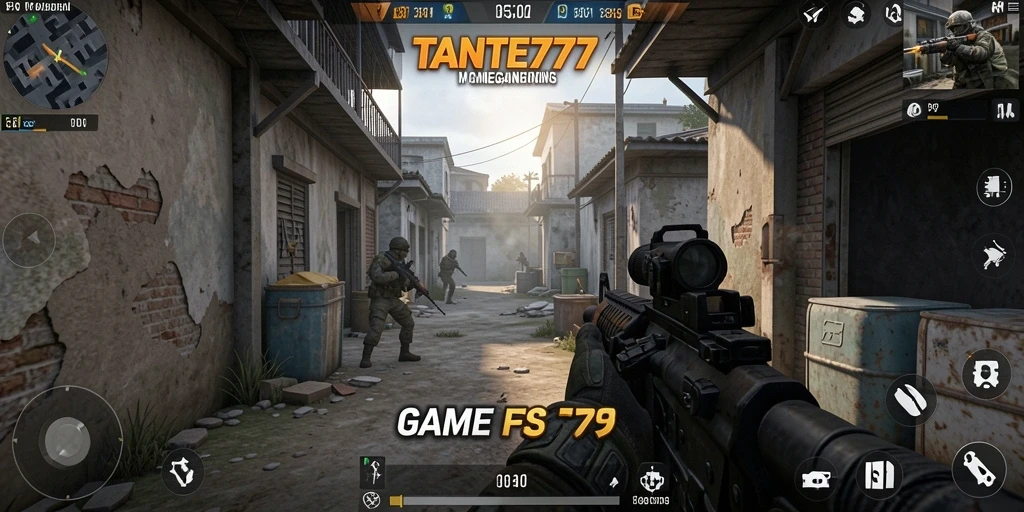 Screenshot gameplay TANTE777 menampilkan pertempuran mendebarkan di arena yang menakjubkan.